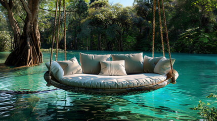 lounge chair in pool