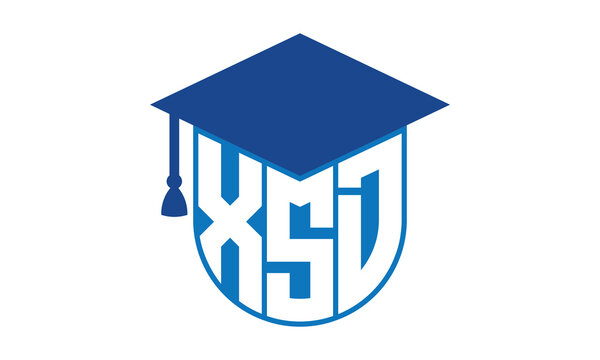 XSD initial letter academic logo design vector template. school college logo, university logo, graduation cap logo, institute logo, educational logo, library logo, teaching logo, book shop, varsity