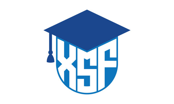 XSF initial letter academic logo design vector template. school college logo, university logo, graduation cap logo, institute logo, educational logo, library logo, teaching logo, book shop, varsity