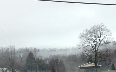 foggy mountain view