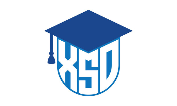 XSO initial letter academic logo design vector template. school college logo, university logo, graduation cap logo, institute logo, educational logo, library logo, teaching logo, book shop, varsity