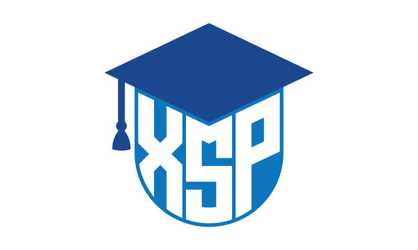 XSP initial letter academic logo design vector template. school college logo, university logo, graduation cap logo, institute logo, educational logo, library logo, teaching logo, book shop, varsity