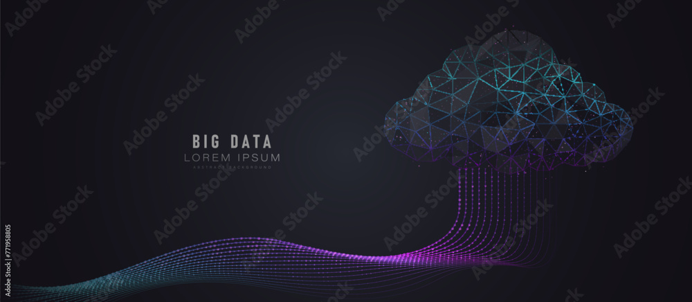 Poster cloud computing technology. cloud connection technology background. abstract background with blue an