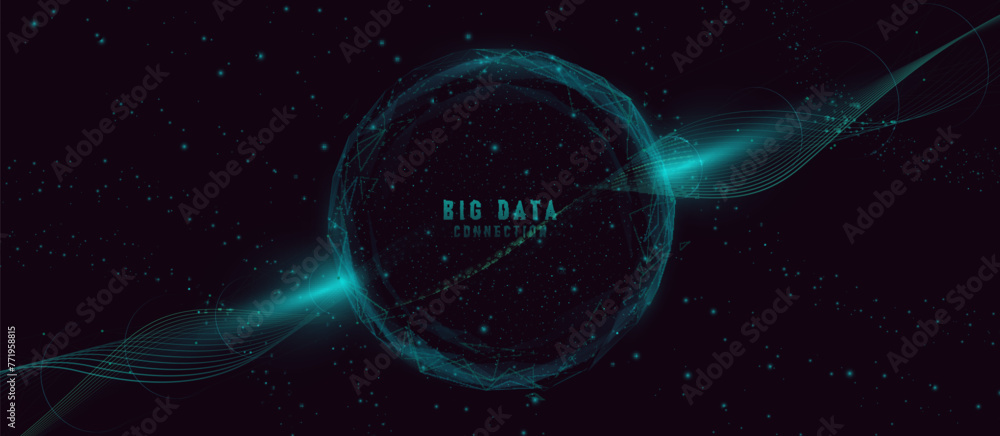 Poster global network connection and data. big data visualization. futuristic technology connection. low po