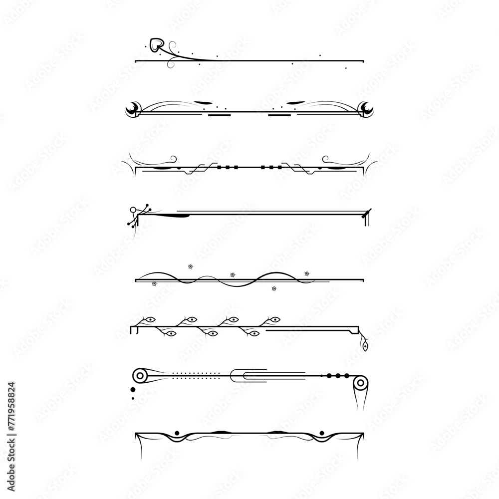 Poster big_border_set_abstract_collection_doodle_elements_hand_drawn_sketcфset black simple line collection