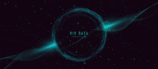 Global network connection and data. Big data visualization. Futuristic technology connection. Low polygonal, wireframe, and mesh illustration
