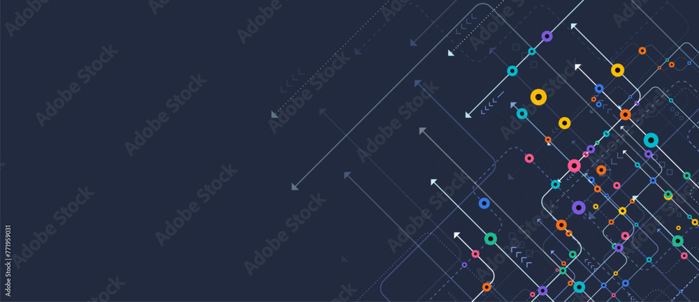 Aufkleber circuit connect lines and dots. network technology and connection concept. decentralized network nod