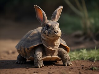 Funny anthropomorphic tortoise hare meme - obrazy, fototapety, plakaty