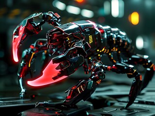 Neon Scorpion Robot:A Futuristic Mechanical Masterpiece in the Darkness