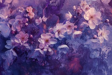 Whirling abstract blooms burst forth against a backdrop of twilight violet, infusing the scene with the magic of culinary creativity.