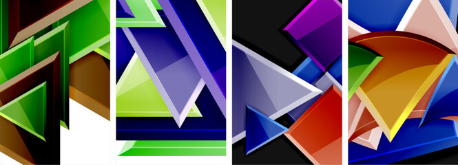 Triangle composition poster background set for wallpaper, business card, cover, poster, banner, brochure, header, website