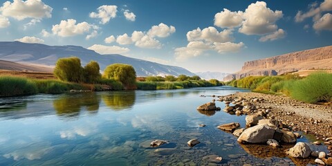 Jordan river landscapes, Generative AI  - obrazy, fototapety, plakaty
