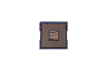 Close up, Top view. socket for Central Processor Unit (CPU) on isolated white background.
