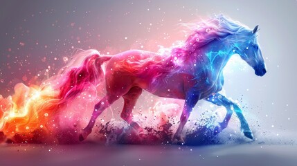 Obraz na płótnie Canvas Colorful pastel color , beautiful , horse clip art.
