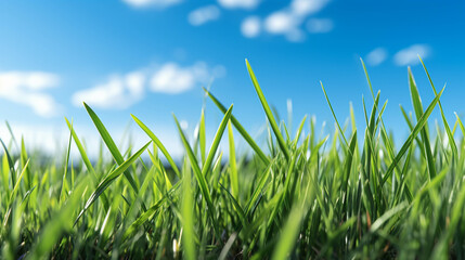 green grass and blue sky  high definition(hd) photographic creative image