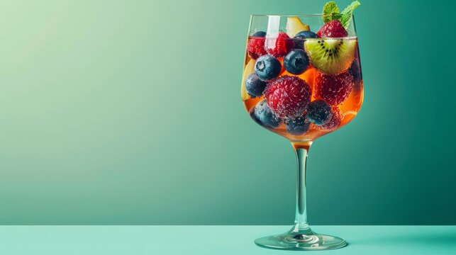Aesthetic sangria in patriotic colors, minimalist and crisp against a cool green backdrop
