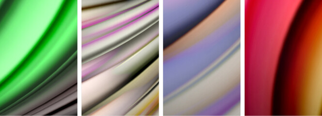 Fototapeta premium Rainbow style fluid color wave line background poster set. Vector Illustration For Wallpaper, Banner, Background, Card, Book Illustration, landing page