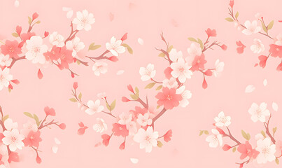 Bright cherry blossom pattern,Generative AI