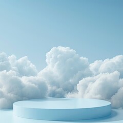 Cloud background podium blue 3d product sky white display platform