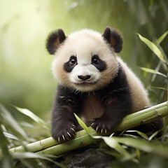 panda bear and bamboo