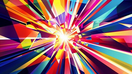 Triangle Burst Create a featuring an explosion of triangles radiating outward from a central point Add bold colors and dynamic shapes for a dramatic and energetic design ,high detailed