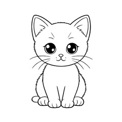 Cute Baby Cat Animal Outline, Cat Vector Illustration