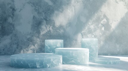 Ice background podium cold winter snow product platform