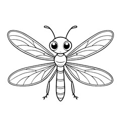 Cute Baby Dragonfly Animal Outline, Dragonfly Vector Illustration