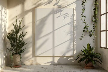 Blank Frame with Natural Shadow in Cozy Corner