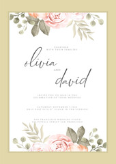 golden vintage wedding invitation designs with floral and leaves