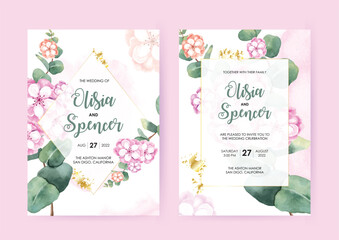 Wedding invitation designs with floral and leaves