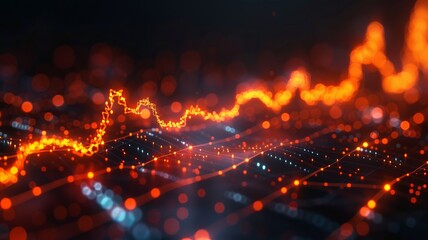 Obraz premium A three-dimensional line graph illustrating the upward trend. The topic of business, investment and finance