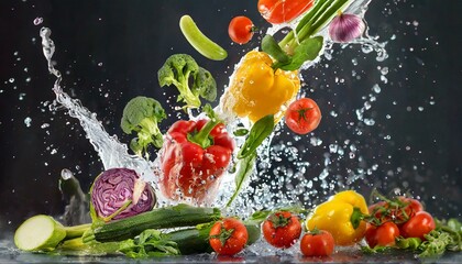 野菜と水しぶき