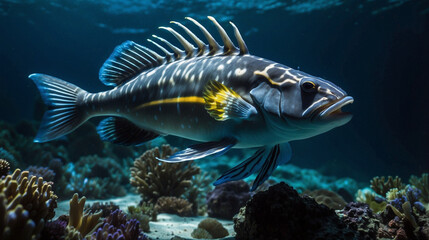 Naklejka na ściany i meble fish in the deep ocean
