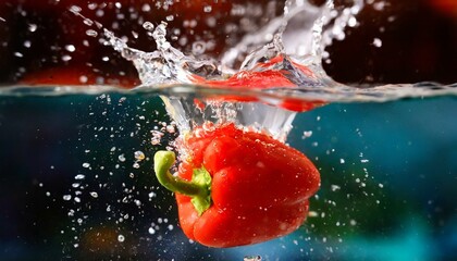 red pepper in water splash