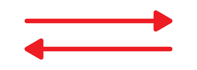 Red Long horizontal arrow. Black straight arrow to the right. Vector icon. eps10