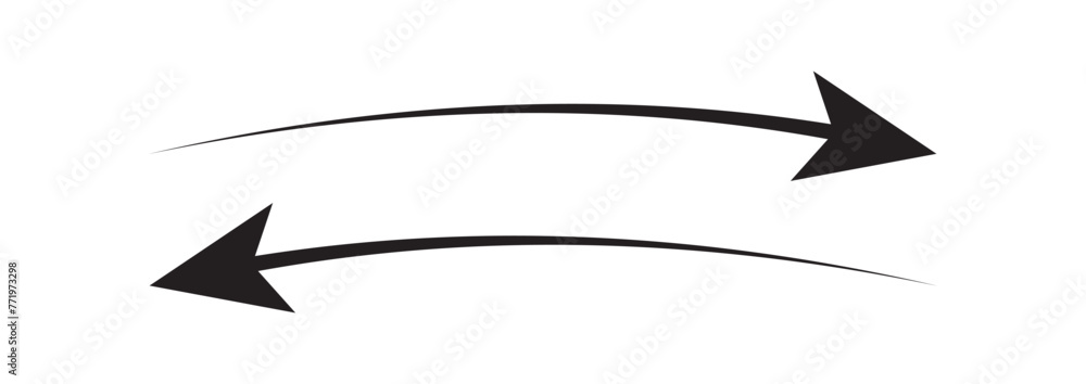 Poster long black curved arrows. a set of two arrows pointing up left and up right. trendy black arrows in 