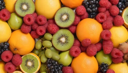 Naklejka na ściany i meble Fresh mixed fruits Background
