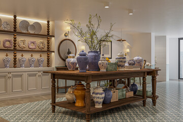 ceramic shop interior design in classic style