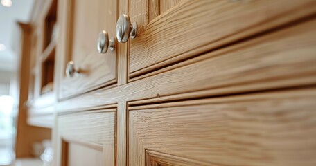 Kitchen cabinetry installation, close-up, bright light, wide lens, focus on design and storage. --ar 21:11 Job ID: 47b583a6-f6f4-4499-b3d3-55b70f37205d