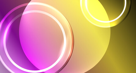 Neon glass circle copyspace for your text or product presentation geometric background. Vector illustration For Wallpaper, Banner, Background, Card, Book Illustration, landing page