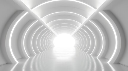 Fototapeta na wymiar White background 3D room light abstract space technology tunnel stage floor
