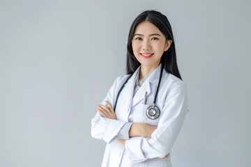 Fototapeta na wymiar portrait of a female doctor in a white coat.
