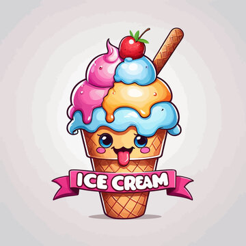 Ice Cream Cartoon Design Very Cool