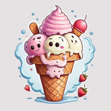 Ice Cream Cartoon Design Very Cool