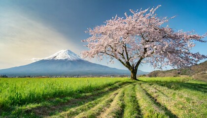 一本桜と富士山