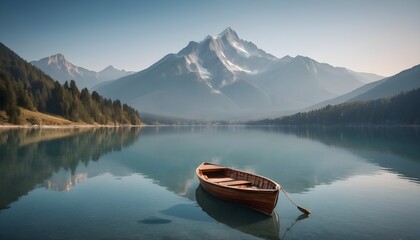 Wooden boat on the lake