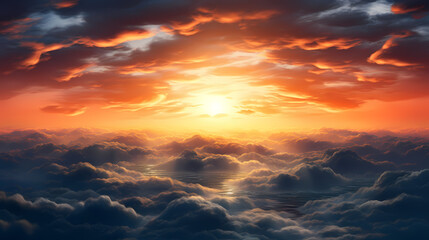 Fototapeta na wymiar Beautiful sunrise in the clouds