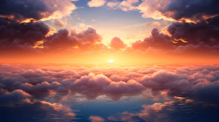 Naklejka na ściany i meble Beautiful sunrise in the clouds
