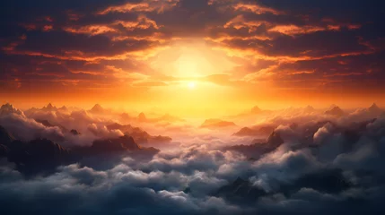 Fotobehang Beautiful sunrise in the clouds © ma